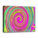 Groovy Abstract Pink, Turquoise And Yellow Swirl Canvas 14  x 11  (Stretched) View1