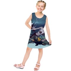 Wonderful Fmermaid With Turtle In The Deep Ocean Kids  Tunic Dress