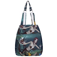 Wonderful Fmermaid With Turtle In The Deep Ocean Center Zip Backpack by FantasyWorld7
