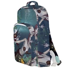 Wonderful Fmermaid With Turtle In The Deep Ocean Double Compartment Backpack by FantasyWorld7