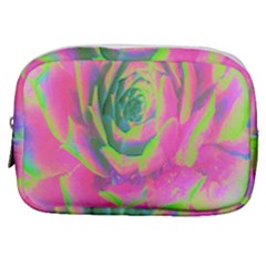 Lime Green And Pink Succulent Sedum Rosette Make Up Pouch (small) by myrubiogarden