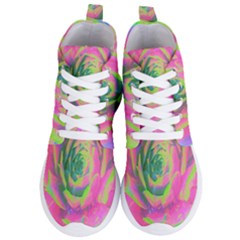 Lime Green And Pink Succulent Sedum Rosette Women s Lightweight High Top Sneakers by myrubiogarden