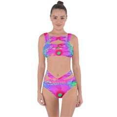 Psychedelic Pink And Red Hibiscus Flower Bandaged Up Bikini Set 