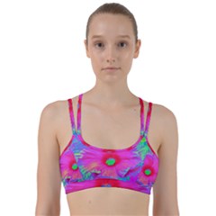 Psychedelic Pink And Red Hibiscus Flower Line Them Up Sports Bra