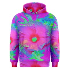 Psychedelic Pink And Red Hibiscus Flower Men s Overhead Hoodie