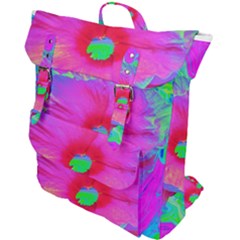 Psychedelic Pink And Red Hibiscus Flower Buckle Up Backpack