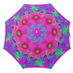 Psychedelic Pink And Red Hibiscus Flower Straight Umbrellas
