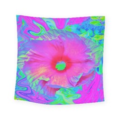 Psychedelic Pink And Red Hibiscus Flower Square Tapestry (Small)