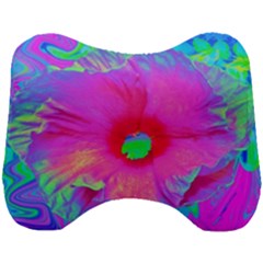 Psychedelic Pink And Red Hibiscus Flower Head Support Cushion