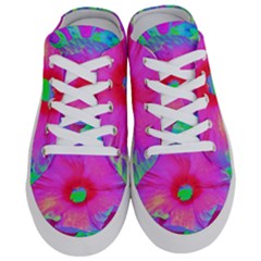 Psychedelic Pink And Red Hibiscus Flower Half Slippers