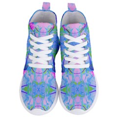 Pink And Purple Dahlia On Blue Pattern Women s Lightweight High Top Sneakers by myrubiogarden