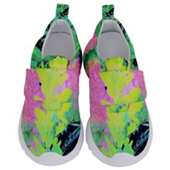 Fluorescent Yellow Smoke Tree With Pink Hydrangea Velcro Strap Shoes