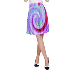 Groovy Abstract Red Swirl On Purple And Pink A-line Skirt by myrubiogarden