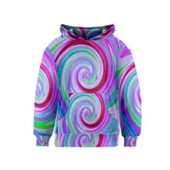 Groovy Abstract Red Swirl On Purple And Pink Kids  Pullover Hoodie by myrubiogarden