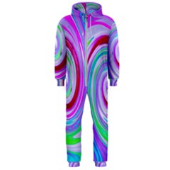 Groovy Abstract Red Swirl On Purple And Pink Hooded Jumpsuit (men)  by myrubiogarden