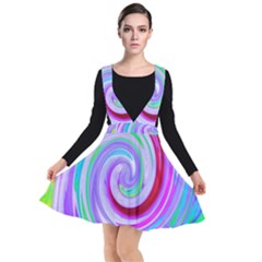 Groovy Abstract Red Swirl On Purple And Pink Plunge Pinafore Dress by myrubiogarden