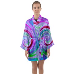 Groovy Abstract Red Swirl On Purple And Pink Long Sleeve Kimono Robe by myrubiogarden