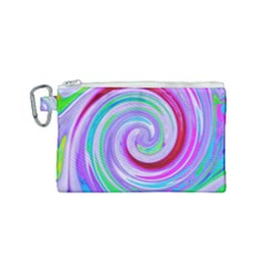 Groovy Abstract Red Swirl On Purple And Pink Canvas Cosmetic Bag (small) by myrubiogarden