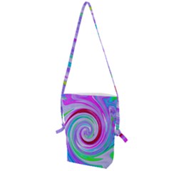 Groovy Abstract Red Swirl On Purple And Pink Folding Shoulder Bag by myrubiogarden