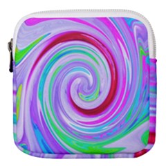 Groovy Abstract Red Swirl On Purple And Pink Mini Square Pouch by myrubiogarden