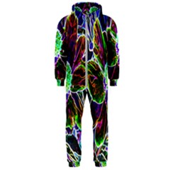 Abstract Garden Peony In Black And Blue Hooded Jumpsuit (men)  by myrubiogarden