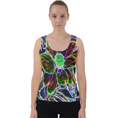 Abstract Garden Peony In Black And Blue Velvet Tank Top by myrubiogarden