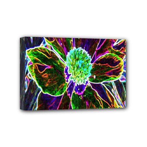 Abstract Garden Peony In Black And Blue Mini Canvas 6  X 4  (stretched) by myrubiogarden