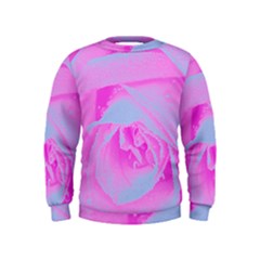 Perfect Hot Pink And Light Blue Rose Detail Kids  Sweatshirt by myrubiogarden