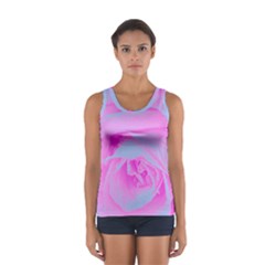 Perfect Hot Pink And Light Blue Rose Detail Sport Tank Top  by myrubiogarden