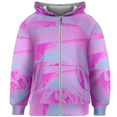 Perfect Hot Pink And Light Blue Rose Detail Kids Zipper Hoodie Without Drawstring by myrubiogarden