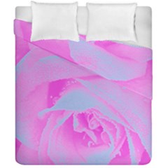 Perfect Hot Pink And Light Blue Rose Detail Duvet Cover Double Side (california King Size) by myrubiogarden