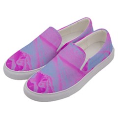 Perfect Hot Pink And Light Blue Rose Detail Men s Canvas Slip Ons by myrubiogarden