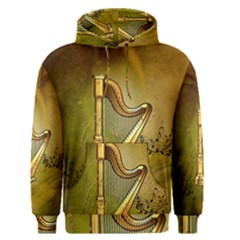 Wonderful Golden Harp On Vintage Background Men s Pullover Hoodie by FantasyWorld7