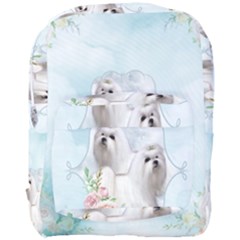 Cute Little Maltese With Flowers Full Print Backpack by FantasyWorld7