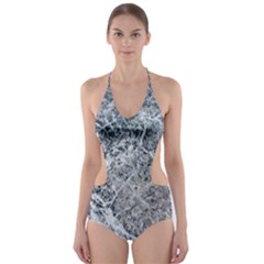 Marble Pattern Cut-out One Piece Swimsuit