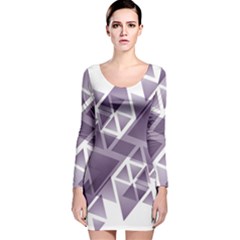 Geometry Triangle Abstract Long Sleeve Velvet Bodycon Dress