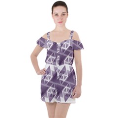 Geometry Triangle Abstract Ruffle Cut Out Chiffon Playsuit