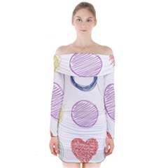 Geometry Euclidean Vector Long Sleeve Off Shoulder Dress