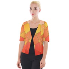 Background Pattern Orange Mosaic Cropped Button Cardigan