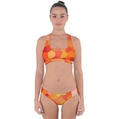 Background Pattern Orange Mosaic Cross Back Hipster Bikini Set