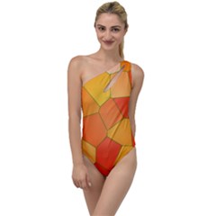 Background Pattern Orange Mosaic To One Side Swimsuit