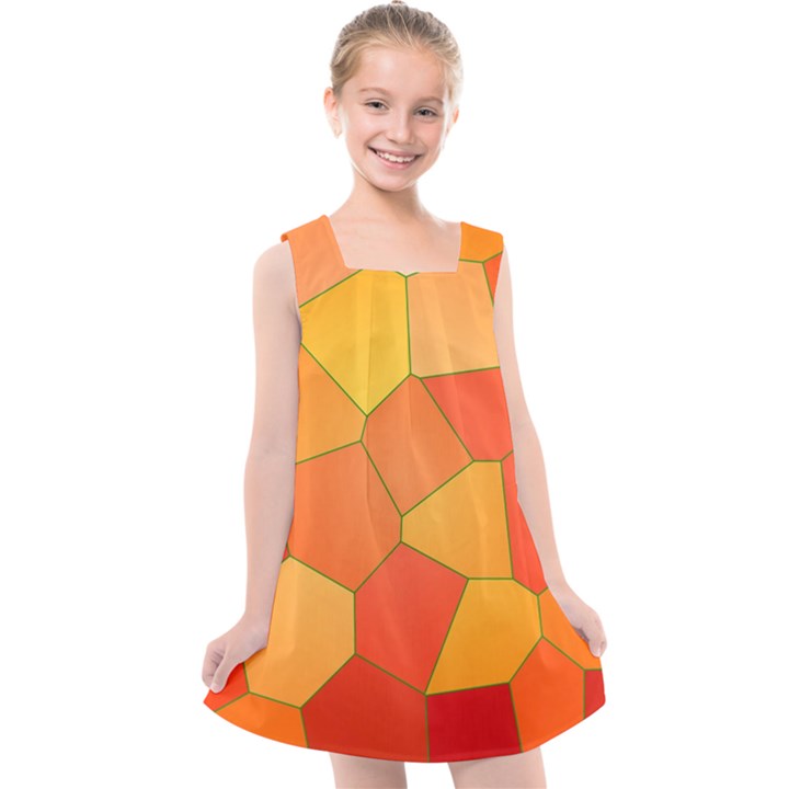 Background Pattern Orange Mosaic Kids  Cross Back Dress