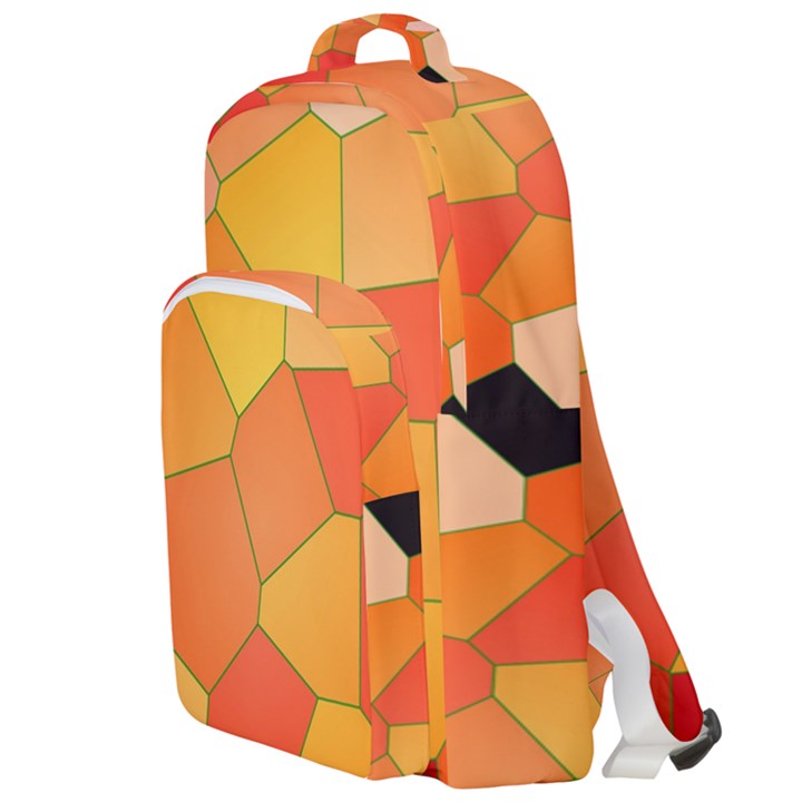 Background Pattern Orange Mosaic Double Compartment Backpack