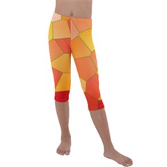 Background Pattern Orange Mosaic Kids  Lightweight Velour Capri Leggings 