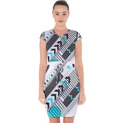 Green Geometric Abstract Capsleeve Drawstring Dress  by Mariart