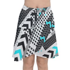 Green Geometric Abstract Chiffon Wrap Front Skirt by Mariart