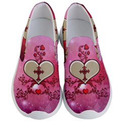 Wonderful Hearts With Floral Elements Men s Lightweight Slip Ons by FantasyWorld7