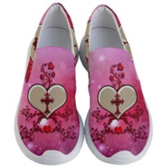 Wonderful Hearts With Floral Elements Women s Lightweight Slip Ons by FantasyWorld7
