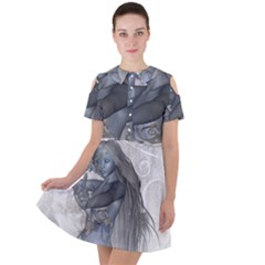 Beautiful Fairy With Swan Short Sleeve Shoulder Cut Out Dress  by FantasyWorld7