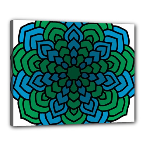 Green Blue Mandala Vector Canvas 20  X 16  (stretched)